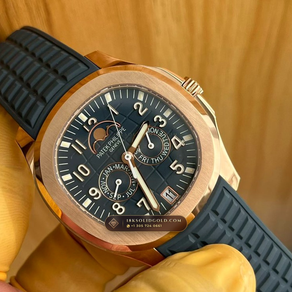 Patek Philippe Aquanaut Luce Annual Calendar Moonphase Blue-Grey Dial 18K Rose Gold Reference 5261R-001 — Hallmarked Edition profile