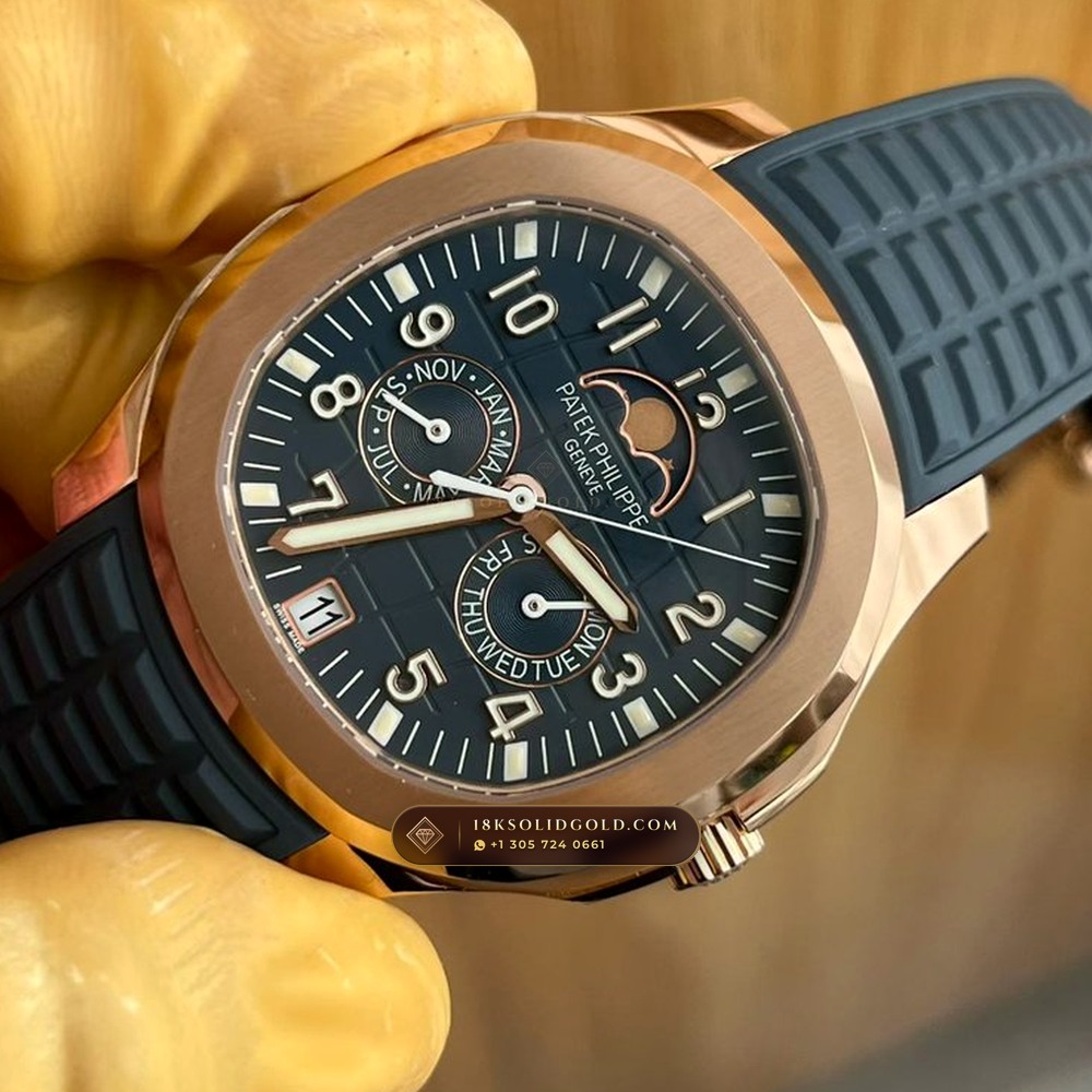 Patek Philippe Aquanaut Luce Annual Calendar Moonphase Blue-Grey Dial 18K Rose Gold Reference 5261R-001 — Hallmarked Edition detail