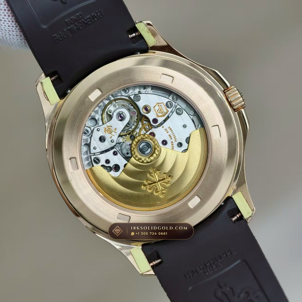Patek Philippe Aquanaut Extra-Large Self-Winding 18K Rose Gold Custom SW Dial Free-Sprung Calibre Reference 5167R — Hallmarked Edition — Studio Gallery Plate VIII in 18K Rose Gold Au750 (108.2g Verified Mass, Patek Philippe Cal. 324 S C - 21K Gold Rotor)