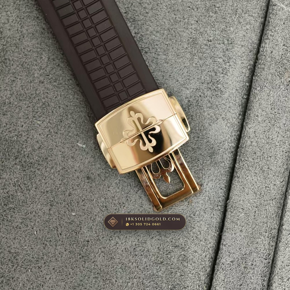 Patek Philippe Aquanaut Extra-Large Self-Winding 18K Rose Gold Custom SW Dial Free-Sprung Calibre Reference 5167R — Hallmarked Edition — Studio Gallery Plate IX in 18K Rose Gold Au750 (108.2g Verified Mass, Patek Philippe Cal. 324 S C - 21K Gold Rotor)