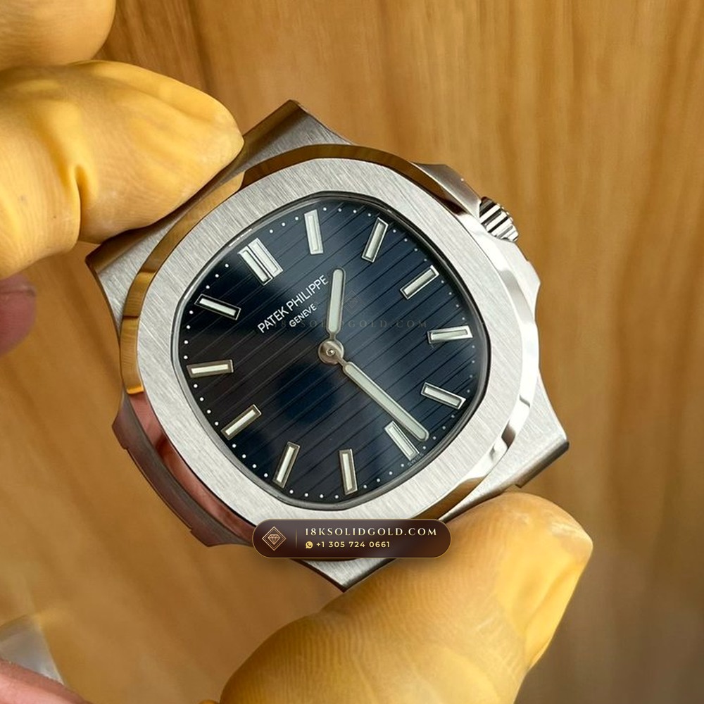 Patek Philippe Nautilus 41mm Sunburst Blue Dial 18K White Gold Reference 5811/1G-001 — Hallmarked Edition angle 2