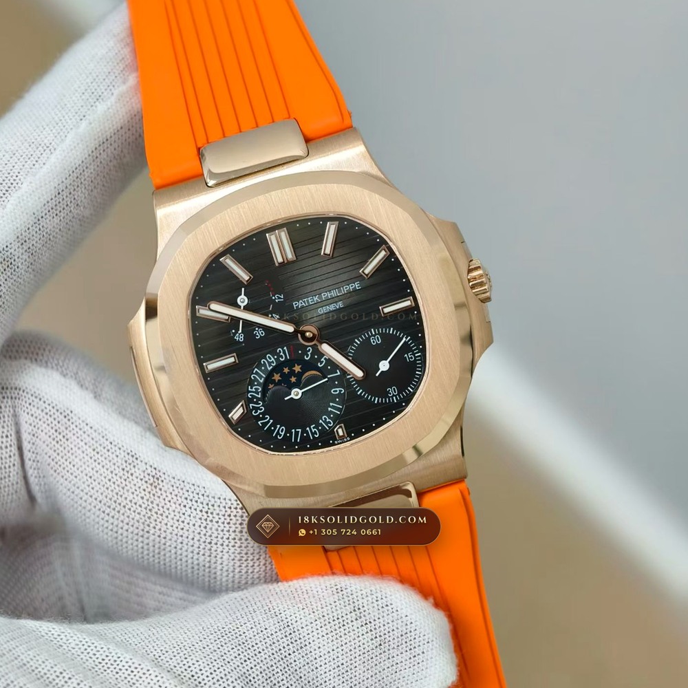 Patek Philippe Nautilus Moonphase & Power Reserve 18K Rose Gold Reference 5712R — Hallmarked Edition angle 2