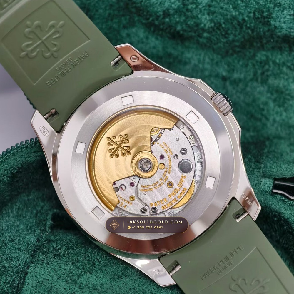 Patek Philippe Aquanaut Jumbo 42.2mm 18K White Gold Custom SW Dial 22K Gold Rotor Reference 5168G — Hallmarked Edition — Studio Gallery Plate VII in 18K White Gold Au750 (120.5g Verified Mass, Patek Philippe Cal. 324 S C - 21K Gold Rotor)