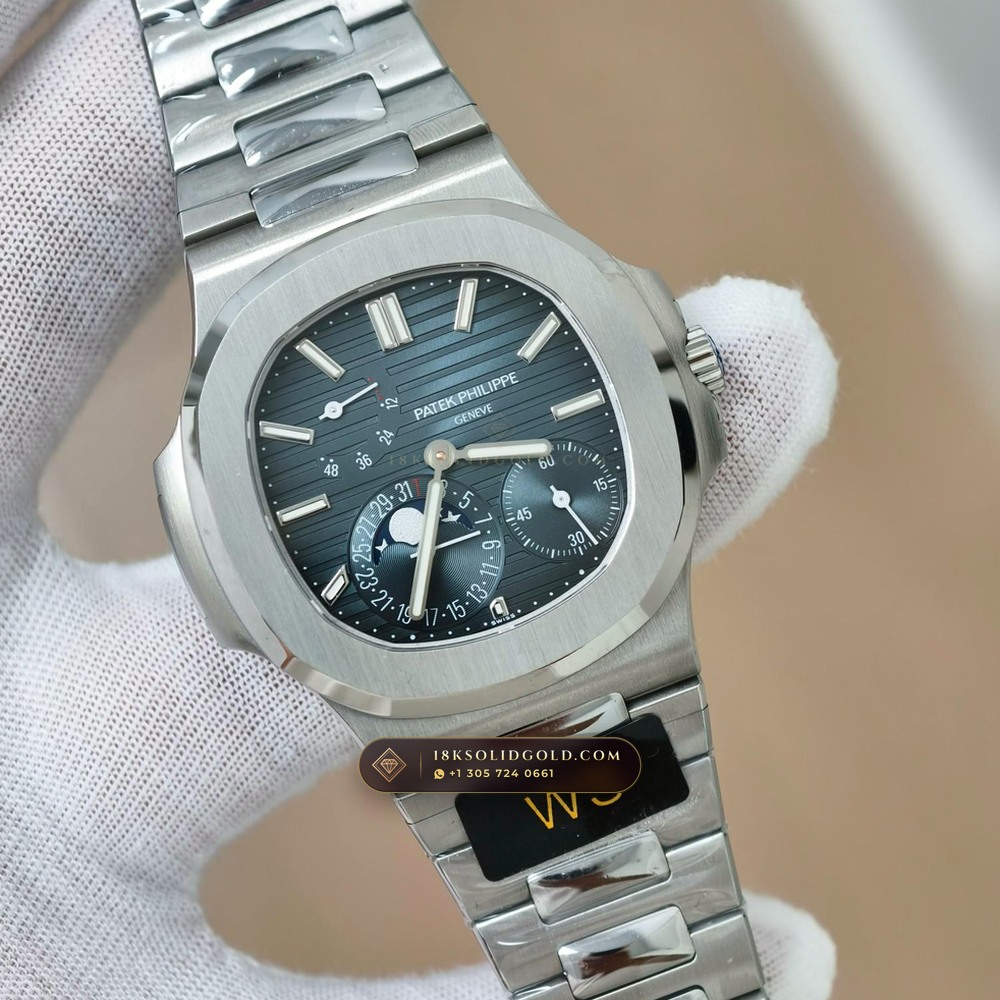 Patek Philippe Nautilus Moonphase & Power Reserve 5-Axis CNC Case Reference 5712/1A — Salon Edition angle 2