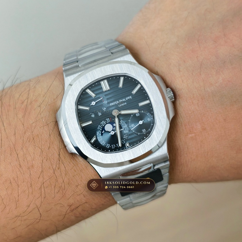 Patek Philippe Nautilus Moonphase & Power Reserve 5-Axis CNC Case Reference 5712/1A — Salon Edition — Studio Gallery Plate VIII in 904L Stainless Steel Custom Architecture (116.3g Verified Mass, Patek Philippe Cal. 240 PS IRM C LU - 22K Gold Micro-Rotor)
