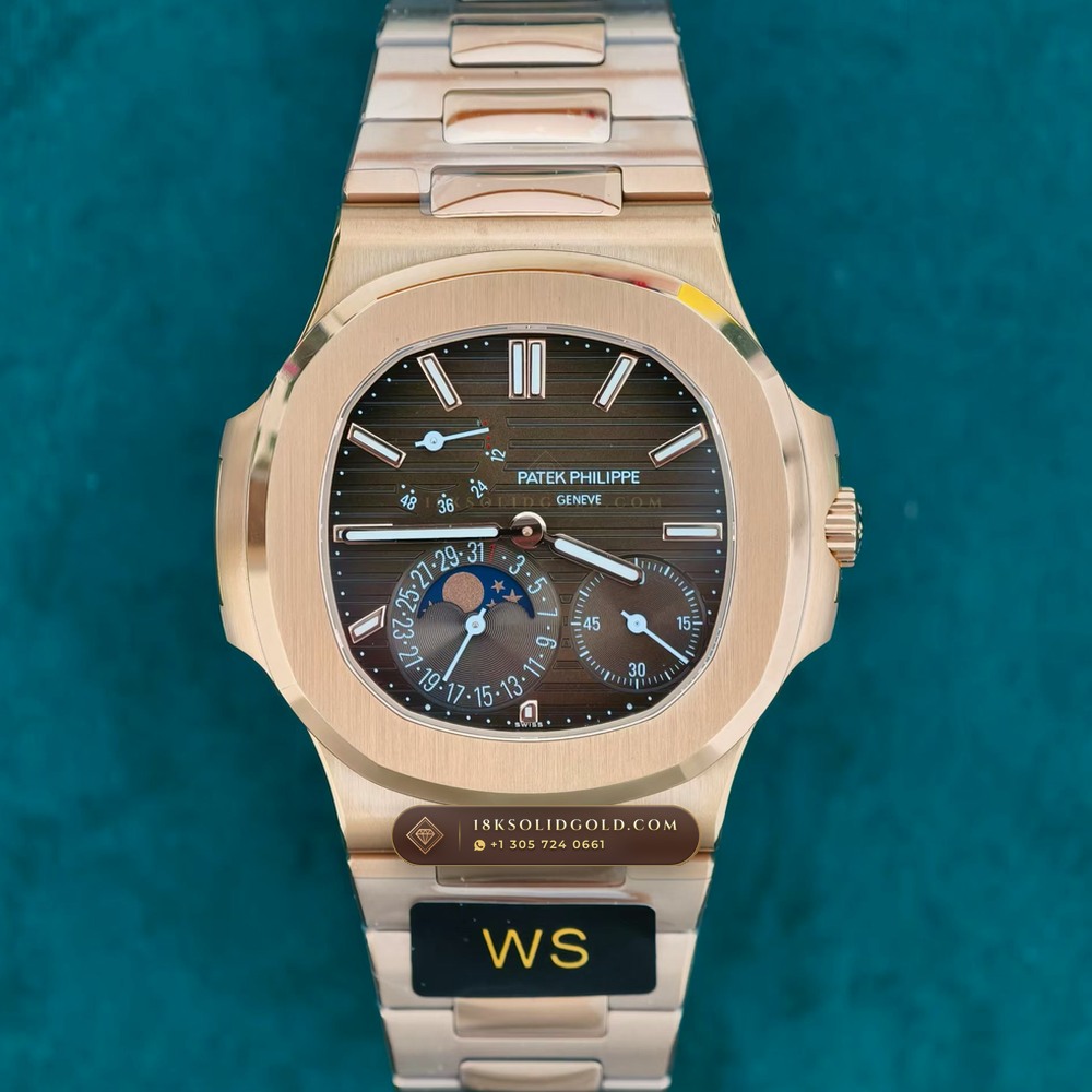 Patek Philippe Nautilus Moonphase & Power Reserve 18K Rose Gold 5-Axis CNC Case Reference 5712/1R-001 — Hallmarked Edition