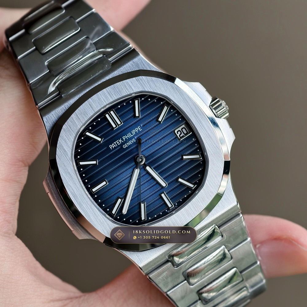 Patek Philippe Nautilus Self-Winding 41mm 18K White Gold Custom SW Dial 22K Gold Rotor Reference 5811/1G-001 — Hallmarked Edition angle 2