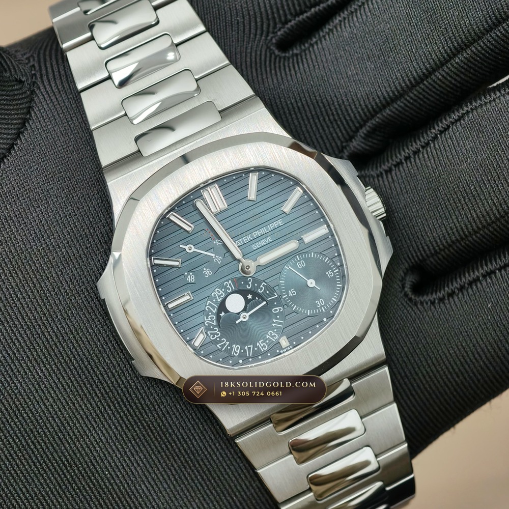 Patek Philippe Nautilus Moonphase & Power Reserve Geneva Atelier Spec Reference 5712/1A — Salon Edition angle 3