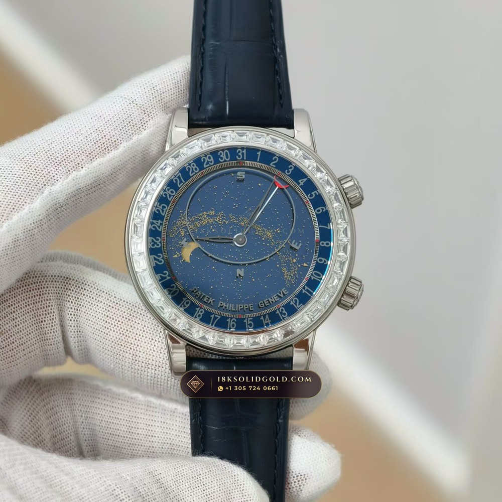 Patek Philippe Grand Complications Sky Moon Celestial Diamond-Set Bezel 18K White Gold Reference 6104G — Hallmarked Edition