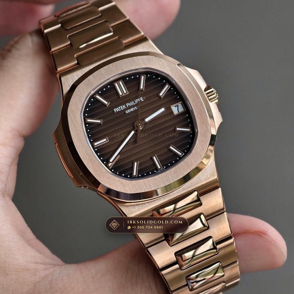 Patek Philippe Nautilus 40mm Graduated Chocolate Brown Dial 18K Rose Gold Reference 5711/1R-001 — Hallmarked Edition angle 2