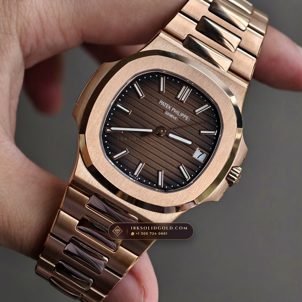 Patek Philippe Nautilus 40mm Graduated Chocolate Brown Dial 18K Rose Gold Reference 5711/1R-001 — Hallmarked Edition angle 3