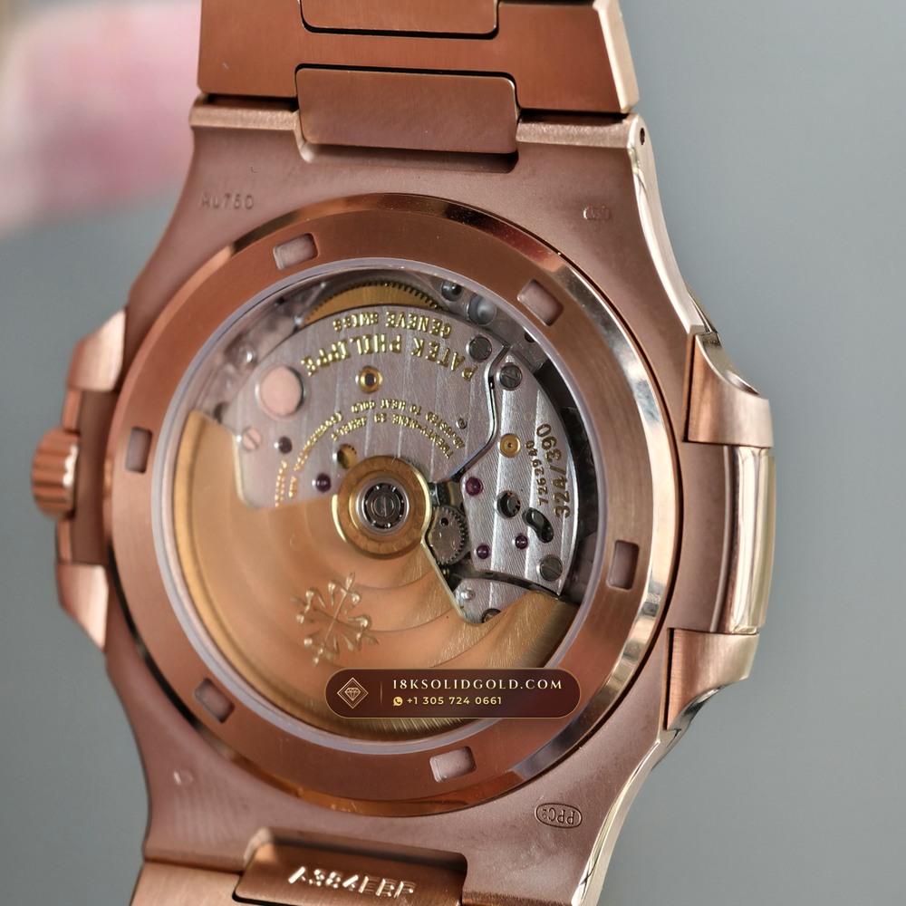 Patek Philippe Nautilus 40mm Graduated Chocolate Brown Dial 18K Rose Gold Reference 5711/1R-001 — Hallmarked Edition — Studio Gallery Plate VII in 18K Rose Gold Au750 (186.5g Verified Mass, Patek Philippe Cal. 26-330 S C / Cal. 324 S C - 21K Gold Rotor)