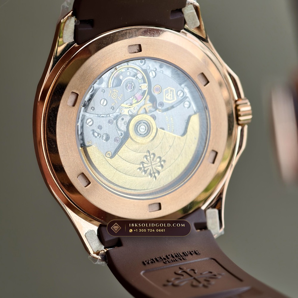 Patek Philippe Aquanaut Extra-Large Self-Winding 18K Rose Gold Custom SW Dial Deep Crystal Optics Reference 5167R — Hallmarked Edition — Studio Gallery Plate VII in 18K Rose Gold Au750 (132.0g Verified Mass, Patek Philippe Cal. 324 S C - 21K Gold Rotor)