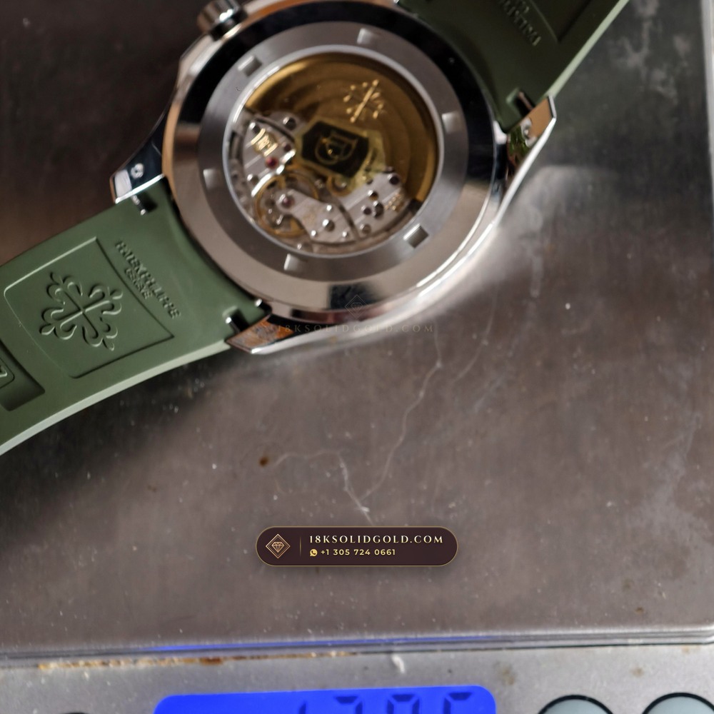 Patek Philippe Aquanaut Jumbo 42.2mm Midnight Blue Dial 18K White Gold Reference 5168G-001 — Hallmarked Edition — Studio Gallery Plate IX in 18K White Gold Au750 (120.8g Verified Mass, Patek Philippe Cal. 324 S C - 21K Gold Rotor)