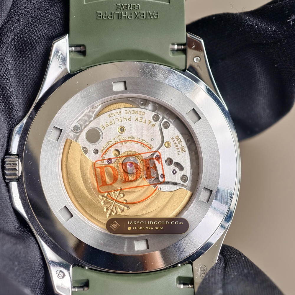 Patek Philippe Aquanaut Jumbo 42.2mm 18K White Gold Sapphire Caseback Spec Reference 5168G — Hallmarked Edition — Studio Gallery Plate VII in 18K White Gold Au750 (120.4g Verified Mass, Patek Philippe Cal. 324 S C - 21K Gold Rotor)