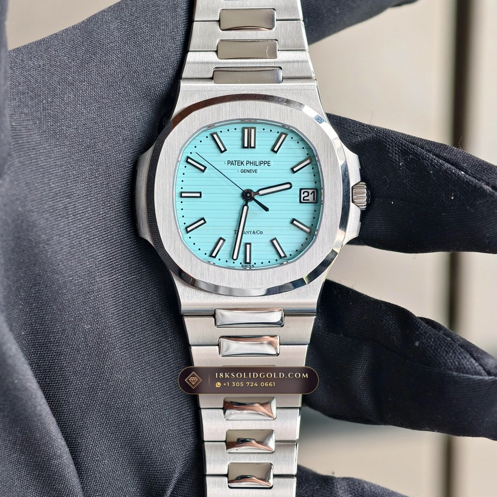 Patek Philippe Nautilus Self-Winding Tiffany Blue Dial Hand-Finished Buff Dial Reference 5711/1A-018 — Salon Edition angle 2