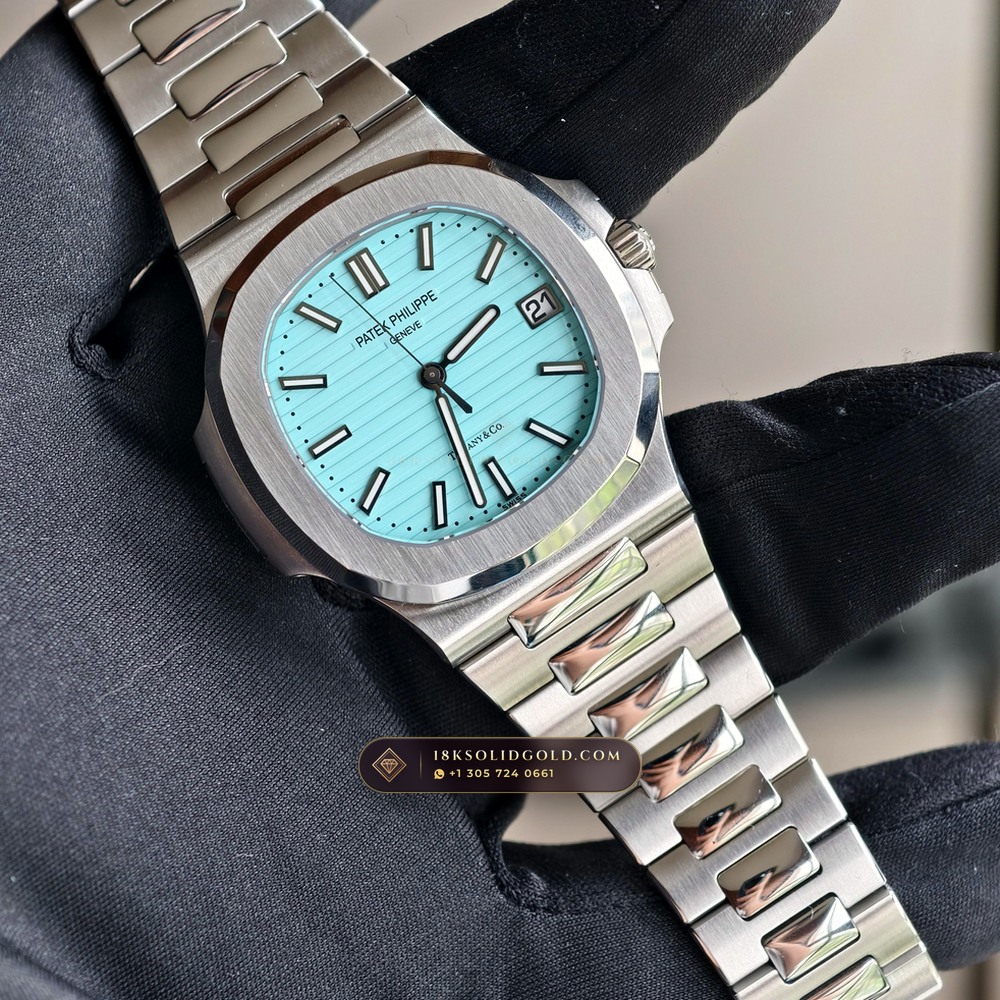 Patek Philippe Nautilus Self-Winding Tiffany Blue Dial Hand-Finished Buff Dial Reference 5711/1A-018 — Salon Edition angle 3