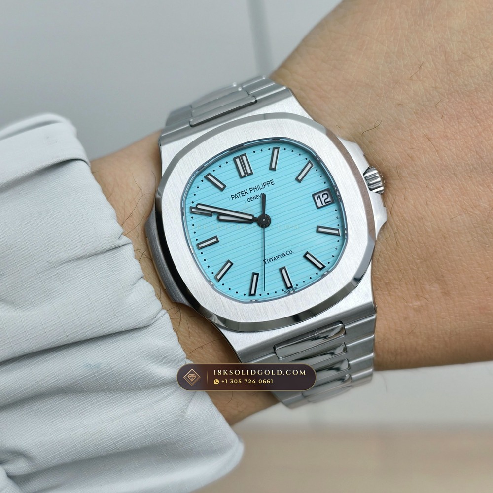 Patek Philippe Nautilus Self-Winding Tiffany Blue Dial Geneva Atelier Spec Reference 5711/1A-018 — Salon Edition — Studio Gallery Plate VIII in 904L Stainless Steel Custom Architecture (115.2g Verified Mass, Patek Philippe Cal. 26-330 S C / Cal. 324 S C - 21K Gold Rotor)