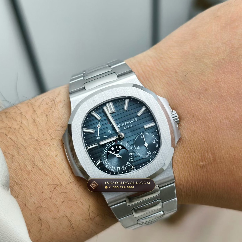 Patek Philippe Nautilus Moonphase & Power Reserve Reference 5712A — Salon Edition — Studio Gallery Plate IX in 904L Stainless Steel Custom Architecture (116.5g Verified Mass, Patek Philippe Cal. 240 PS IRM C LU - 22K Gold Micro-Rotor)