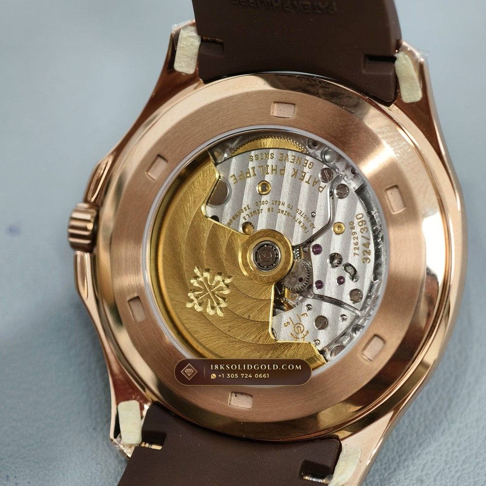 Patek Philippe Aquanaut Extra-Large Self-Winding 18K Rose Gold Geneva Atelier Spec Reference 5167R — Hallmarked Edition — Studio Gallery Plate VII in 18K Rose Gold Au750 (108.8g Verified Mass, Patek Philippe Cal. 324 S C - 21K Gold Rotor)