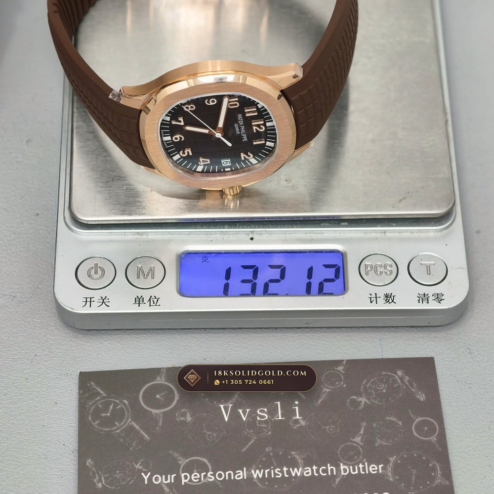 Patek Philippe Aquanaut Extra-Large Self-Winding 18K Rose Gold Geneva Atelier Spec Reference 5167R — Hallmarked Edition — Studio Gallery Plate VIII in 18K Rose Gold Au750 (108.8g Verified Mass, Patek Philippe Cal. 324 S C - 21K Gold Rotor)