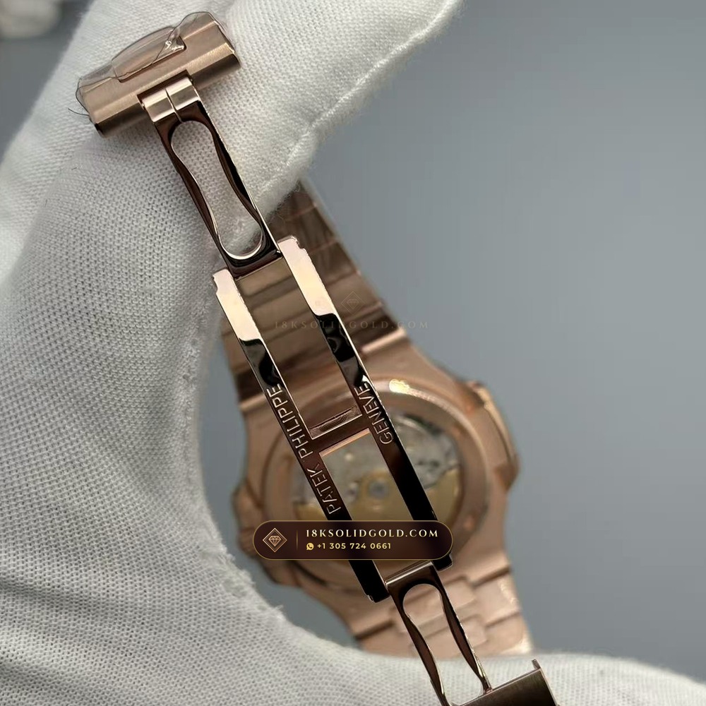 Patek Philippe Nautilus Self-Winding Diamond-Set Bezel 18K Rose Gold Geneva Atelier Spec Reference 5723/112R-001 — Hallmarked Edition — Studio Gallery Plate IX in 18K Rose Gold Au750 (186.5g Verified Mass, Patek Philippe Cal. 26-330 S C / Cal. 324 S C - 21K Gold Rotor)