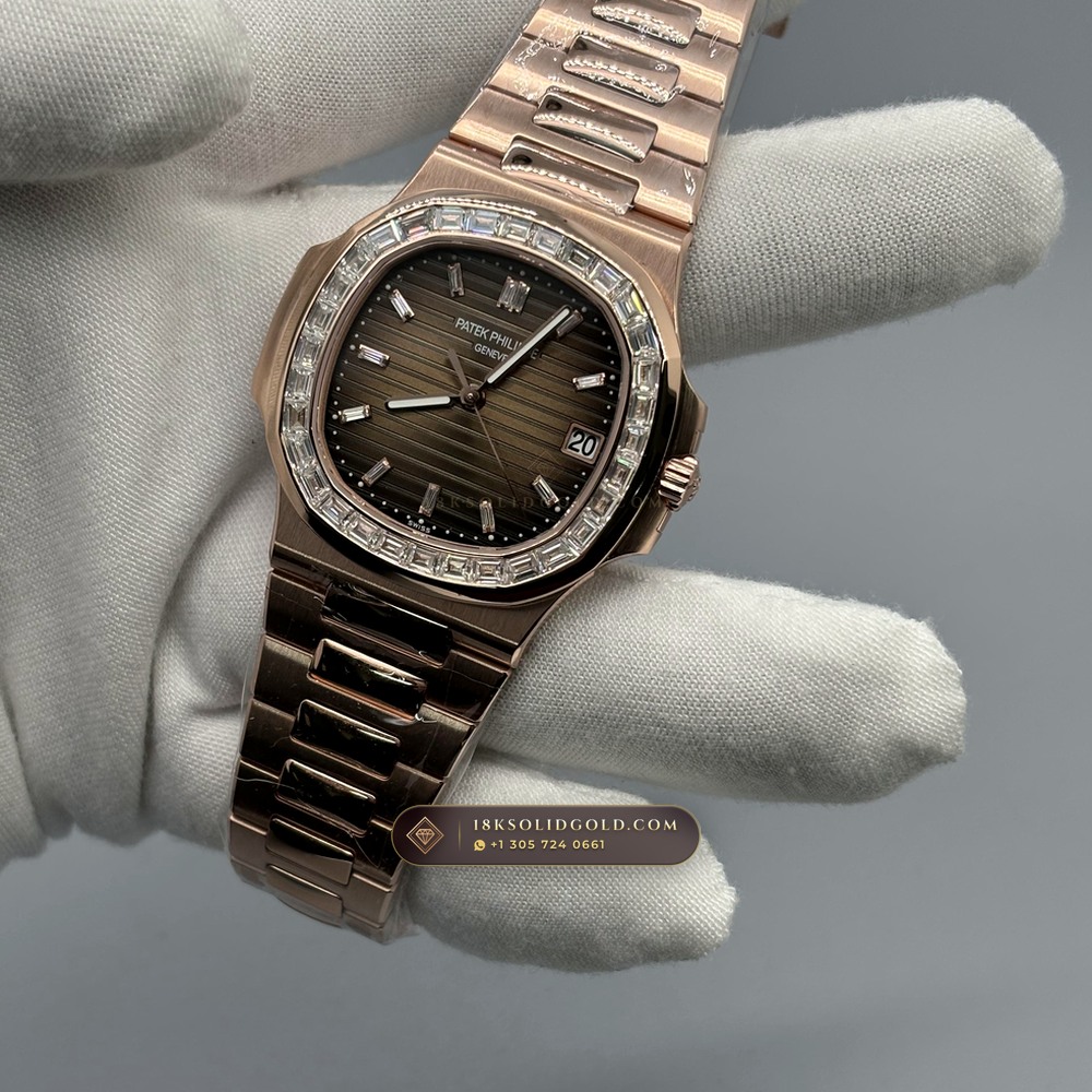 Patek Philippe Nautilus Self-Winding Diamond-Set Bezel 18K Rose Gold Reference 5723/1R — Hallmarked Edition angle 3