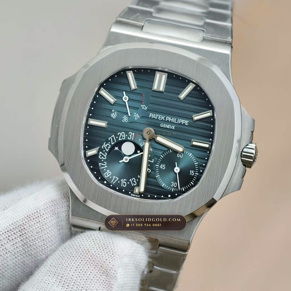 Patek Philippe Nautilus Moonphase & Power Reserve Chronometer Regulated Spec Reference 5712/1A — Salon Edition angle 2