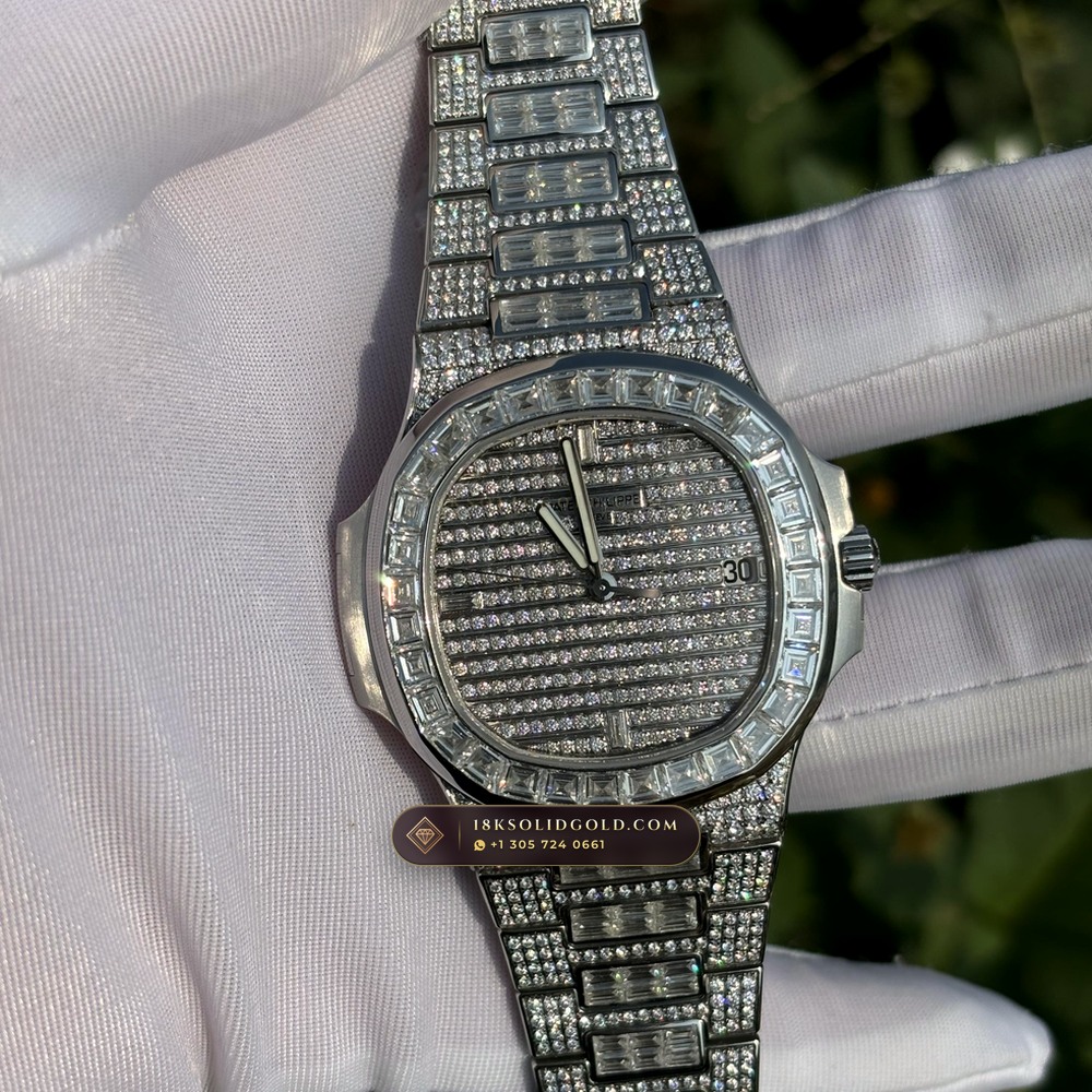 Patek Philippe Nautilus Haute Joaillerie Full Diamond Pave 18K White Gold Reference 5719/10G-010 — Hallmarked Edition