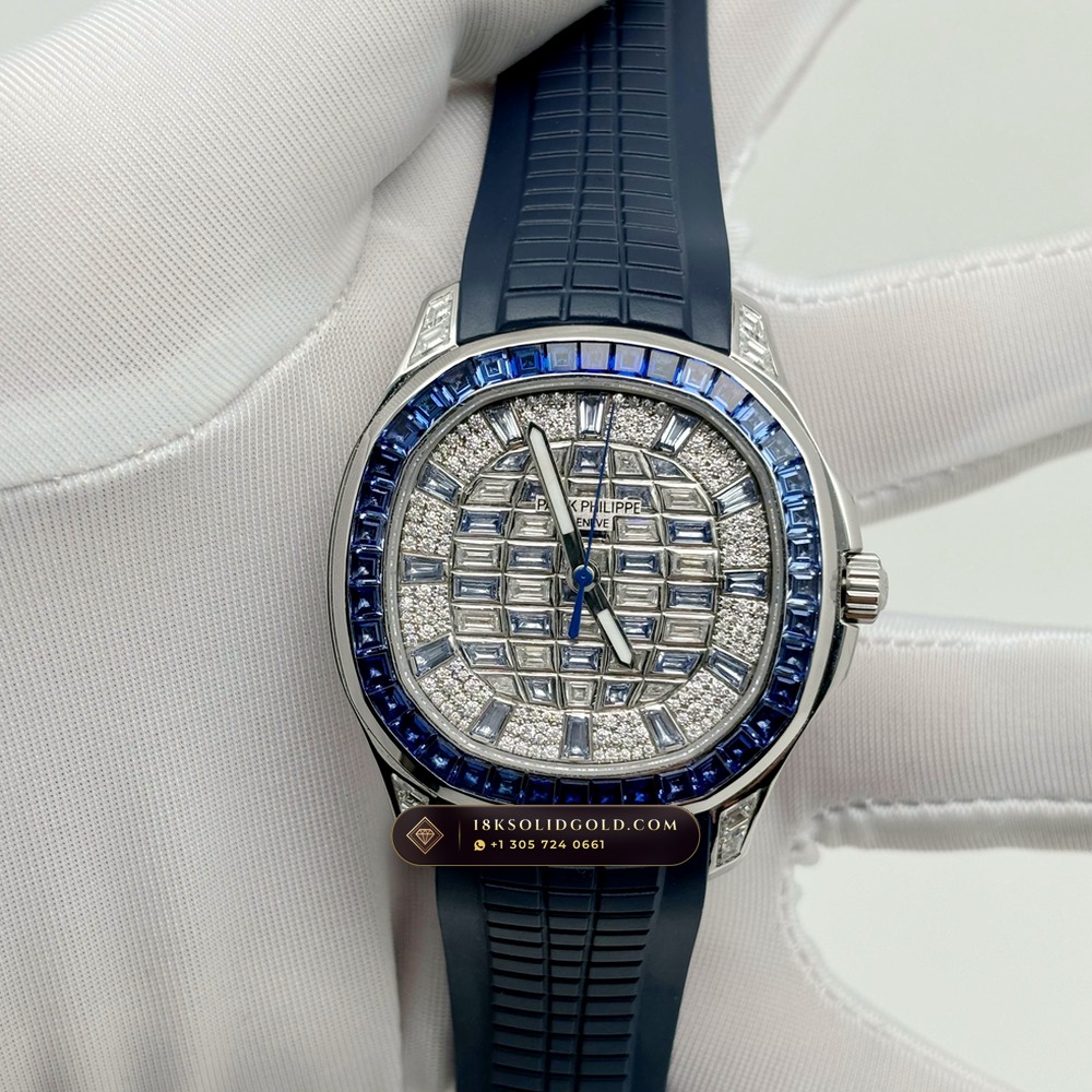 Patek Philippe Aquanaut Luce Haute Joaillerie Baguette Emerald Bezel 18K White Gold Reference 5268/461G-001 — Hallmarked Edition angle 2