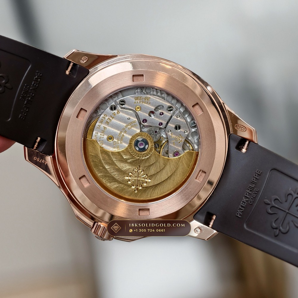 Patek Philippe Aquanaut Extra-Large Self-Winding 18K Rose Gold Chronometer Regulated Spec Reference 5167R — Hallmarked Edition — Studio Gallery Plate VII in 18K Rose Gold Au750 (108.2g Verified Mass, Patek Philippe Cal. 324 S C - 21K Gold Rotor)