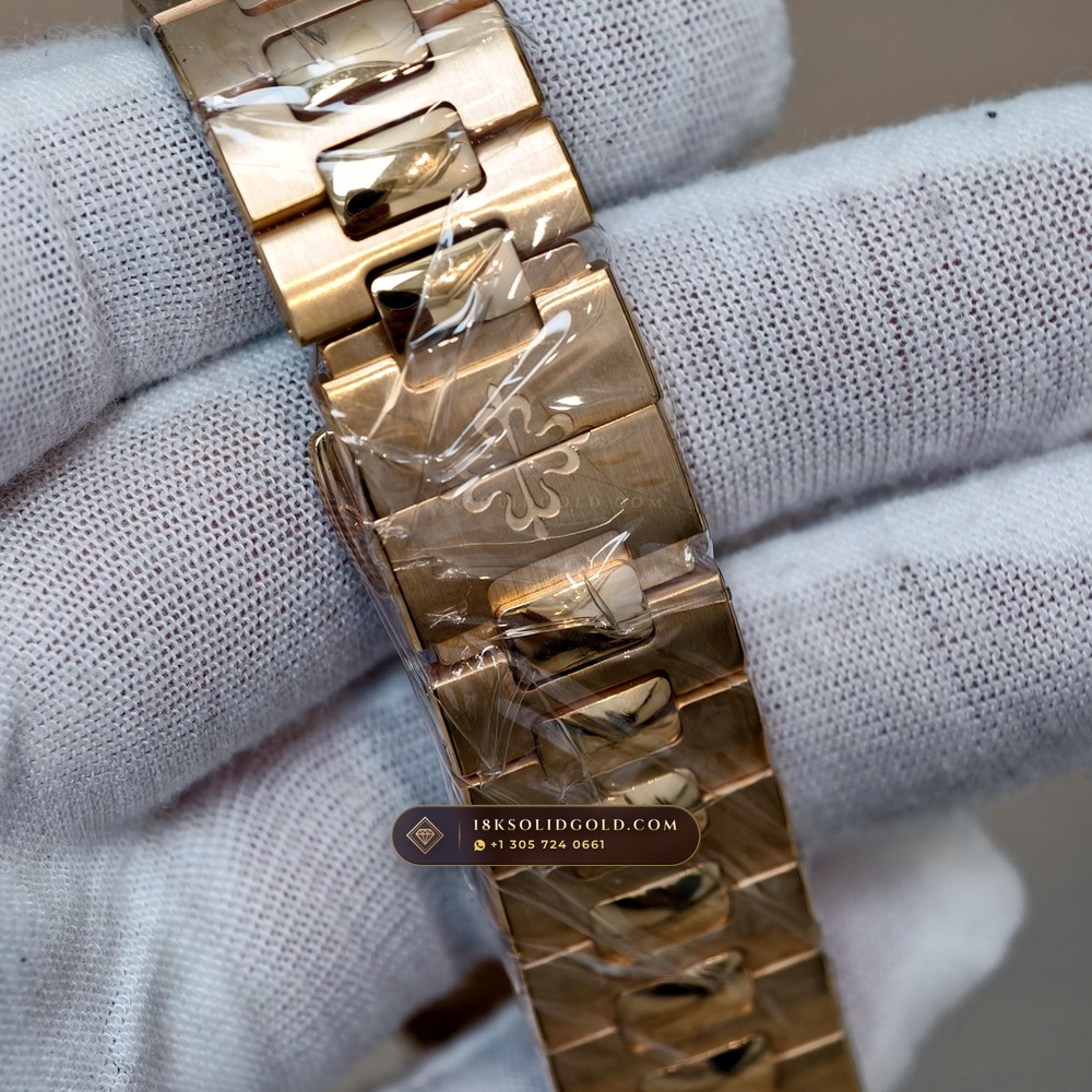 Patek Philippe Nautilus Moonphase & Power Reserve Diamond-Set Bezel 18K Rose Gold Reference 5712R — Hallmarked Edition — Studio Gallery Plate VII in 18K Rose Gold Au750 (106.0g Verified Mass, Patek Philippe Cal. 240 PS IRM C LU - 22K Gold Micro-Rotor)