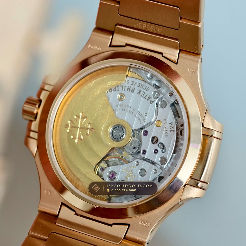 Patek Philippe Nautilus Ladies Automatic 18K Rose Gold Reference 7118R — Hallmarked Edition — Studio Gallery Plate VIII in 18K Rose Gold Au750 (145.7g Verified Mass, Patek Philippe Cal. 324 S C - 21K Gold Rotor)