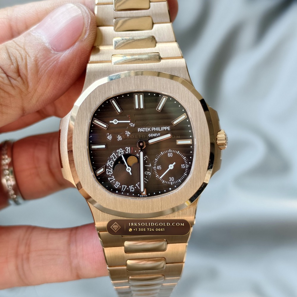 Patek Philippe Nautilus Moonphase & Power Reserve 18K Rose Gold Reference 5712R/001 — Hallmarked Edition