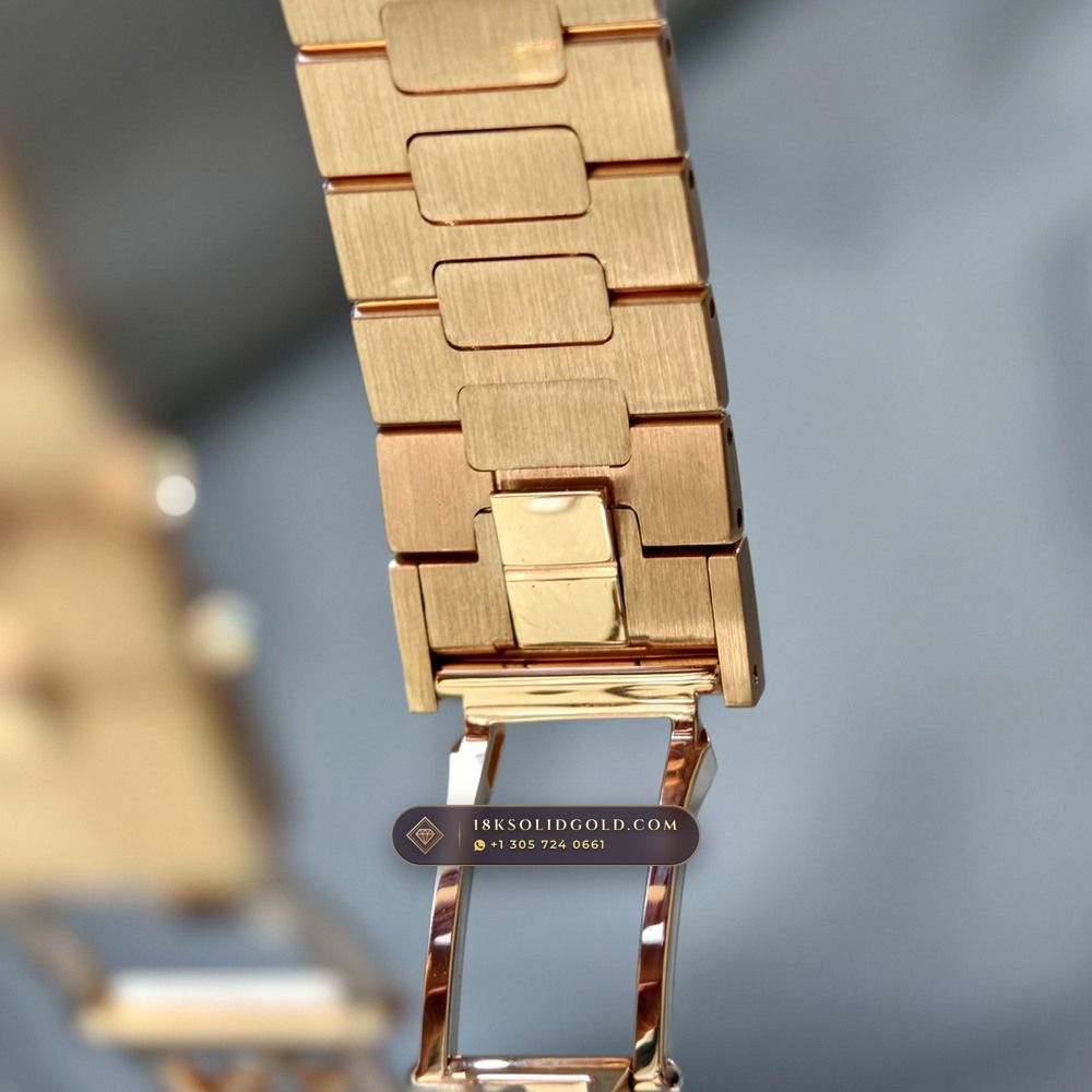 Patek Philippe Nautilus Moonphase & Power Reserve 18K Rose Gold Reference 5712R/001 — Hallmarked Edition — Studio Gallery Plate IX in 18K Rose Gold Au750 (105.9g Verified Mass, Patek Philippe Cal. 240 PS IRM C LU - 22K Gold Micro-Rotor)