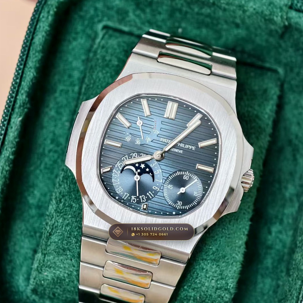 Patek Philippe Nautilus Moonphase & Power Reserve Hand-Chamfered Bevel Spec Reference 5712/1A — Salon Edition angle 3