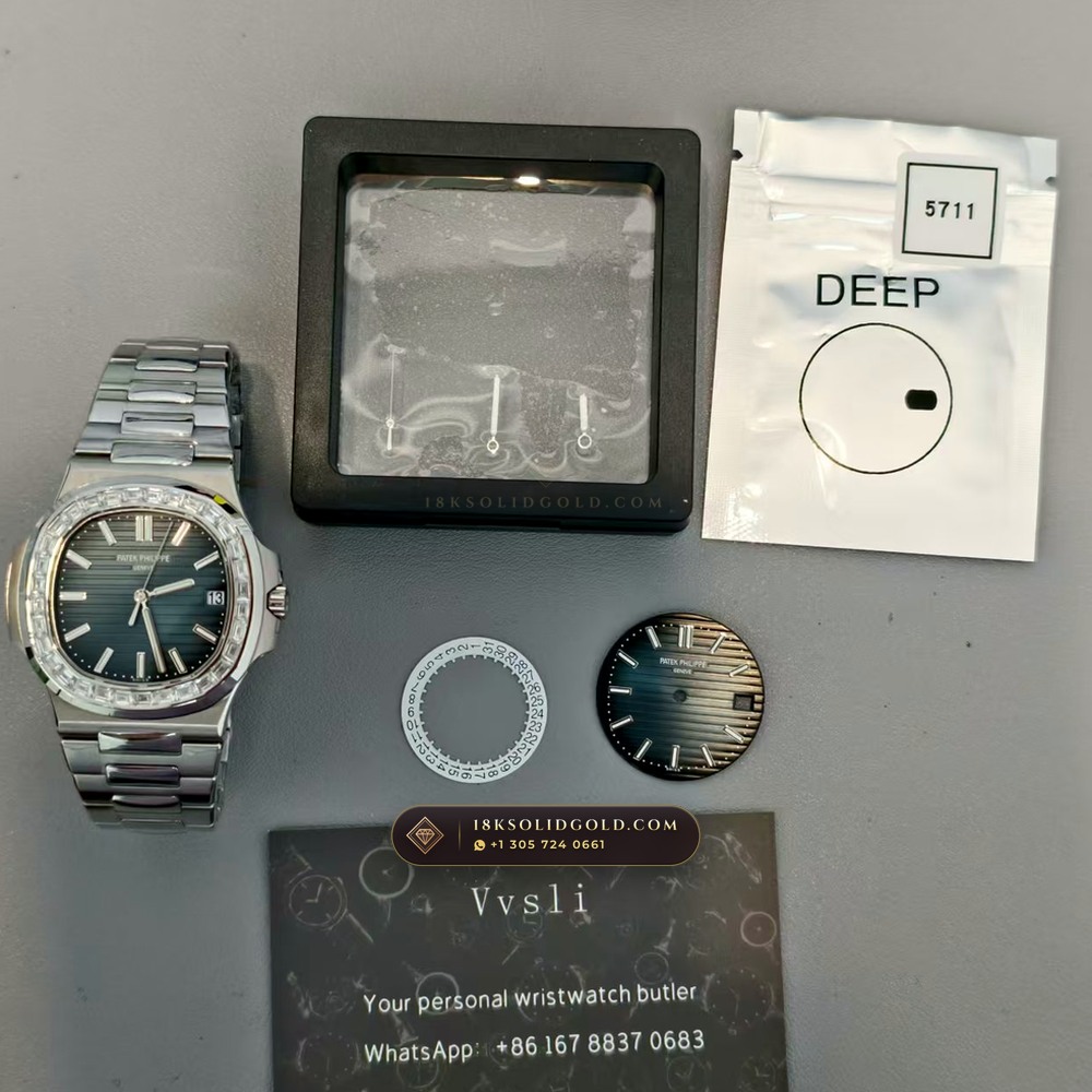 Patek Philippe Nautilus Self-Winding Diamond-Set Bezel Reference 5711A — Salon Edition — Studio Gallery Plate VIII in 904L Stainless Steel Custom Architecture (115.1g Verified Mass, Patek Philippe Cal. 26-330 S C / Cal. 324 S C - 21K Gold Rotor)
