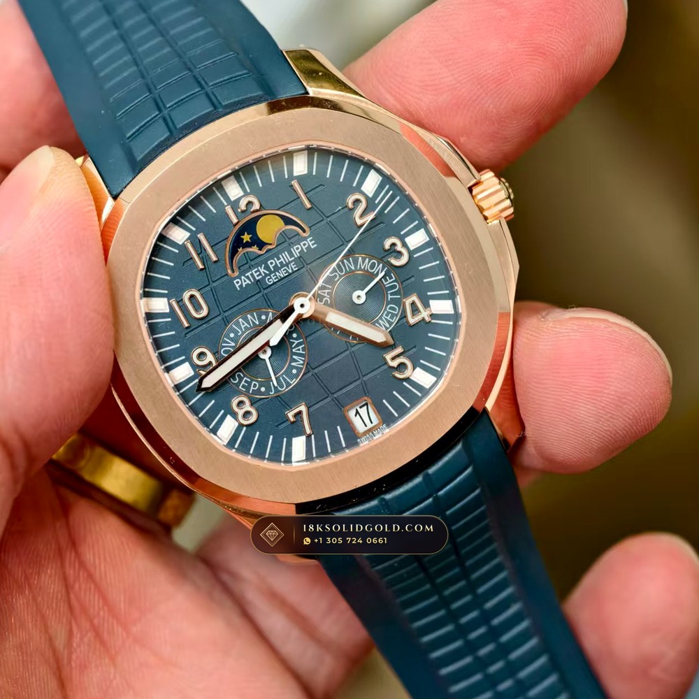 Patek Philippe Aquanaut Luce Annual Calendar 18K Rose Gold Hand-Chamfered Bevel Spec Reference 5261R — Hallmarked Edition angle 2