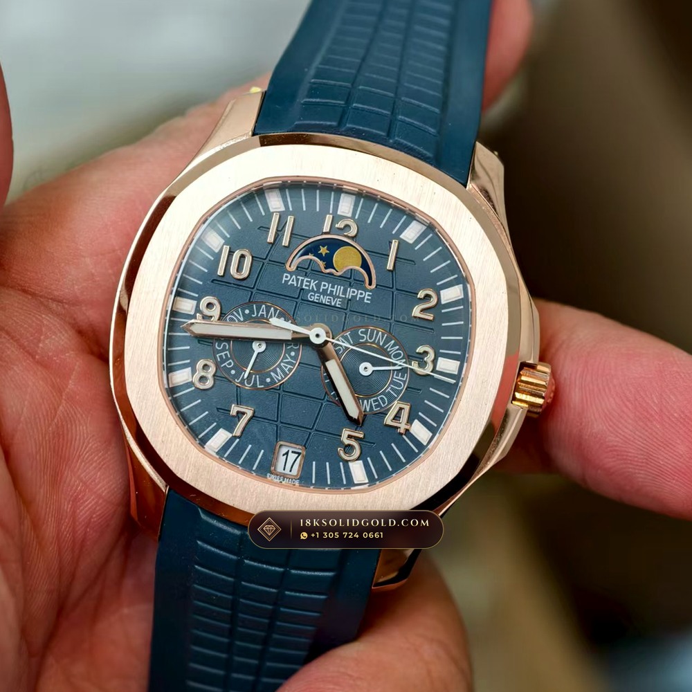 Patek Philippe Aquanaut Luce Annual Calendar 18K Rose Gold Hand-Chamfered Bevel Spec Reference 5261R — Hallmarked Edition angle 3