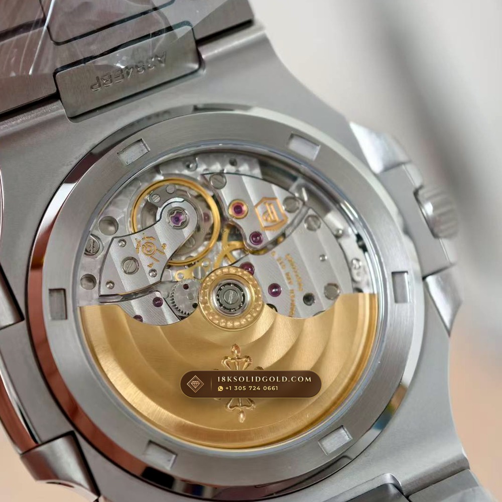 Patek Philippe Nautilus Self-Winding Diamond-Set Bezel Custom SW Dial Free-Sprung Calibre Reference 5711/1300A-001 — Salon Edition — Studio Gallery Plate VII in 904L Stainless Steel Custom Architecture (118.4g Verified Mass, Patek Philippe Cal. 26-330 S C / Cal. 324 S C - 21K Gold Rotor)