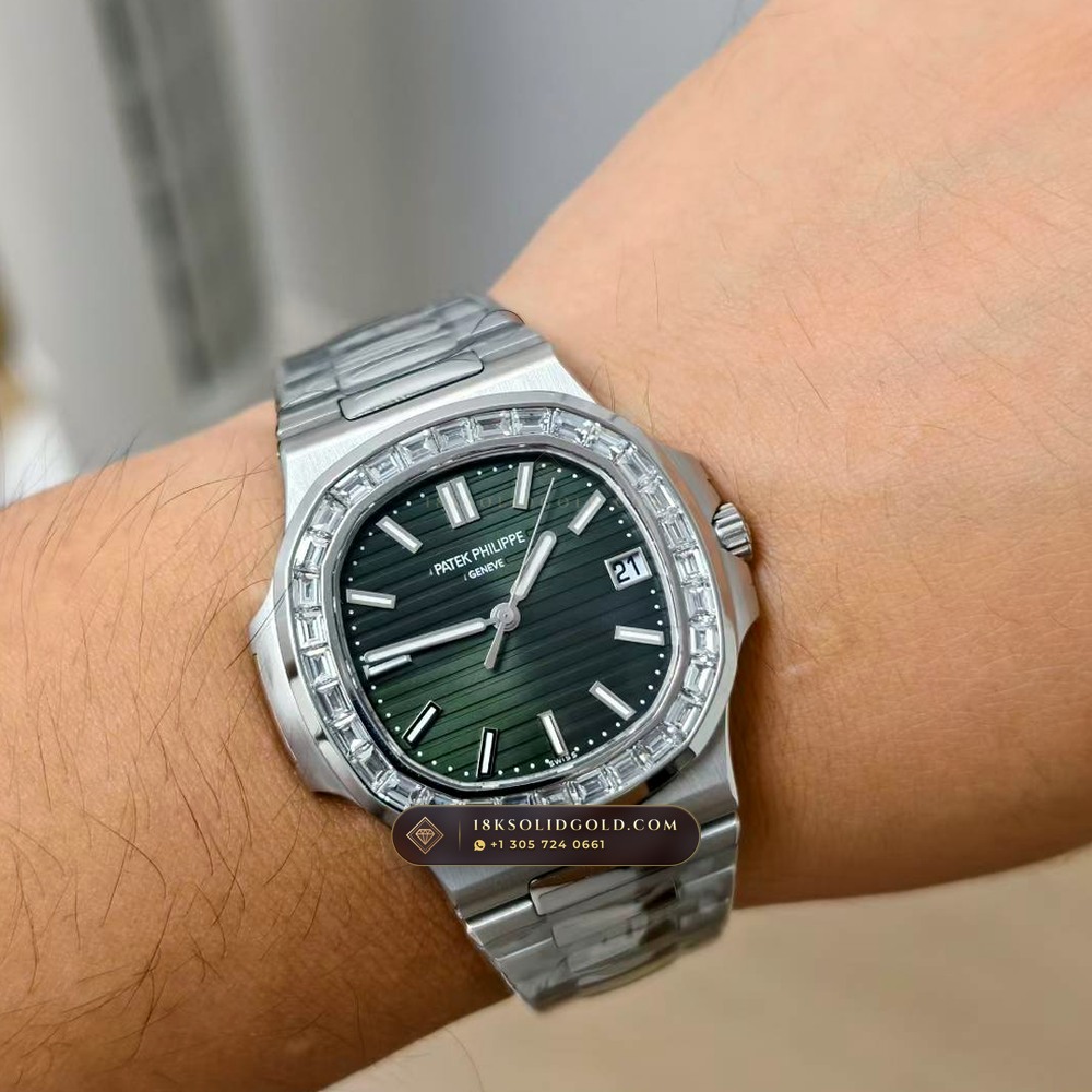 Patek Philippe Nautilus Self-Winding Diamond-Set Bezel Custom SW Dial Free-Sprung Calibre Reference 5711/1300A-001 — Salon Edition — Studio Gallery Plate VIII in 904L Stainless Steel Custom Architecture (118.4g Verified Mass, Patek Philippe Cal. 26-330 S C / Cal. 324 S C - 21K Gold Rotor)