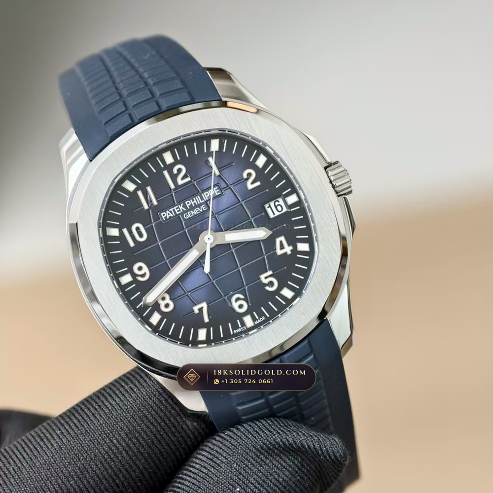 Patek Philippe Aquanaut Jumbo 42.2mm 18K White Gold Hand-Finished Buff Dial 5-Axis CNC Case Reference 5168G — Hallmarked Edition angle 3