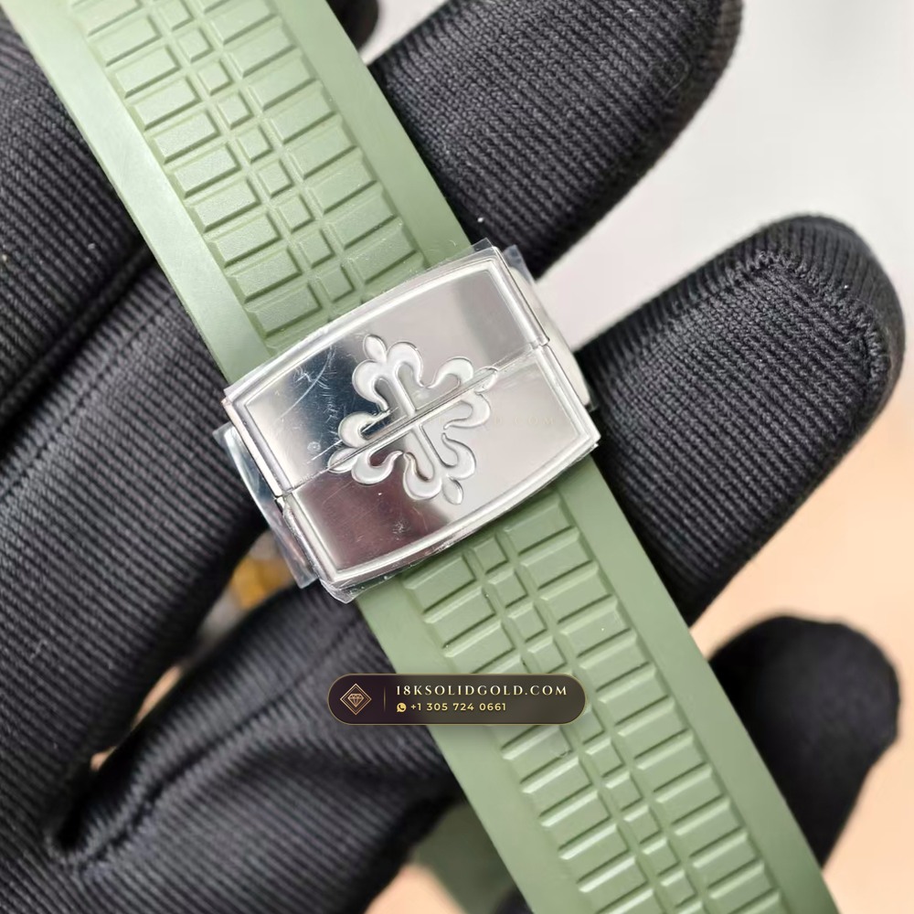 Patek Philippe Aquanaut Jumbo 42.2mm 18K White Gold Zurich Collector Spec Reference 5168G — Hallmarked Edition — Studio Gallery Plate VII in 18K White Gold Au750 (120.9g Verified Mass, Patek Philippe Cal. 324 S C - 21K Gold Rotor)