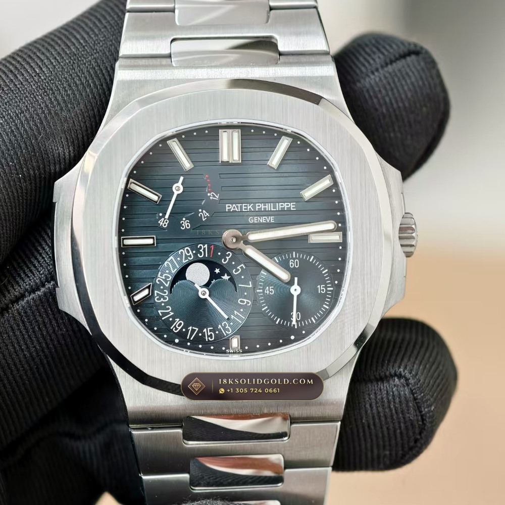 Patek Philippe Nautilus Moonphase & Power Reserve Sapphire Caseback Spec Reference 5712/1A — Salon Edition