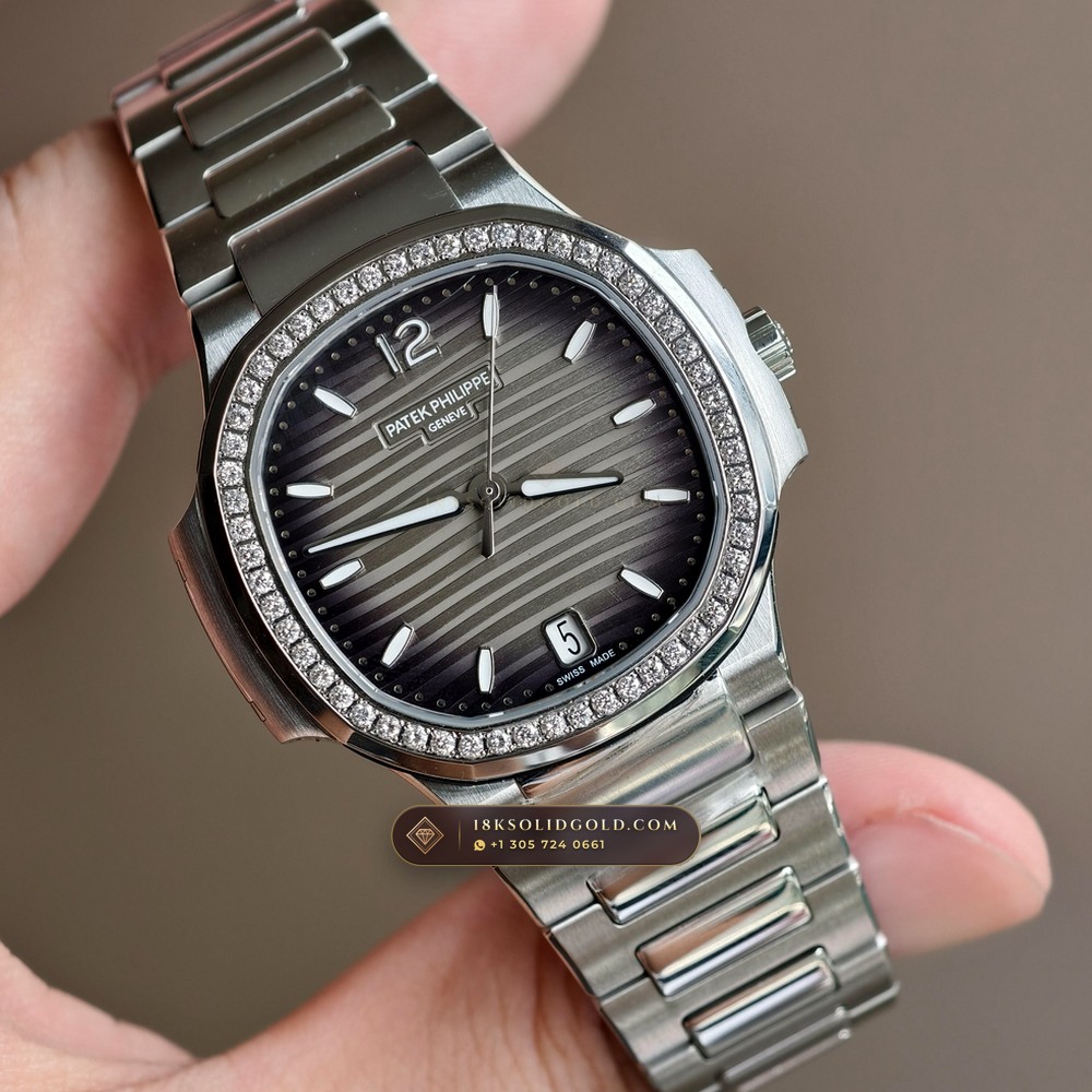 Patek Philippe Nautilus Ladies Automatic Diamond-Set Bezel Reference 7118/1200A-011 — Salon Edition angle 3