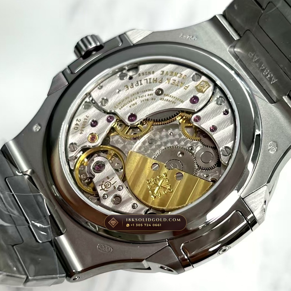 Patek Philippe Nautilus Grand Complication Perpetual Calendar Sunburst Blue Dial 18K White Gold Reference 5740/1G-001 — Hallmarked Edition — Studio Gallery Plate VIII in 18K White Gold Au750 (183.6g Verified Mass, Patek Philippe Ultra-Thin Cal. 240 Q Perpetual Calendar - 22K Gold Micro-Rotor)