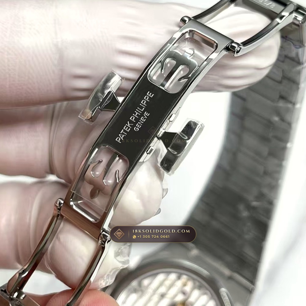 Patek Philippe Nautilus Grand Complication Perpetual Calendar Sunburst Blue Dial 18K White Gold Reference 5740/1G-001 — Hallmarked Edition — Studio Gallery Plate IX in 18K White Gold Au750 (183.6g Verified Mass, Patek Philippe Ultra-Thin Cal. 240 Q Perpetual Calendar - 22K Gold Micro-Rotor)