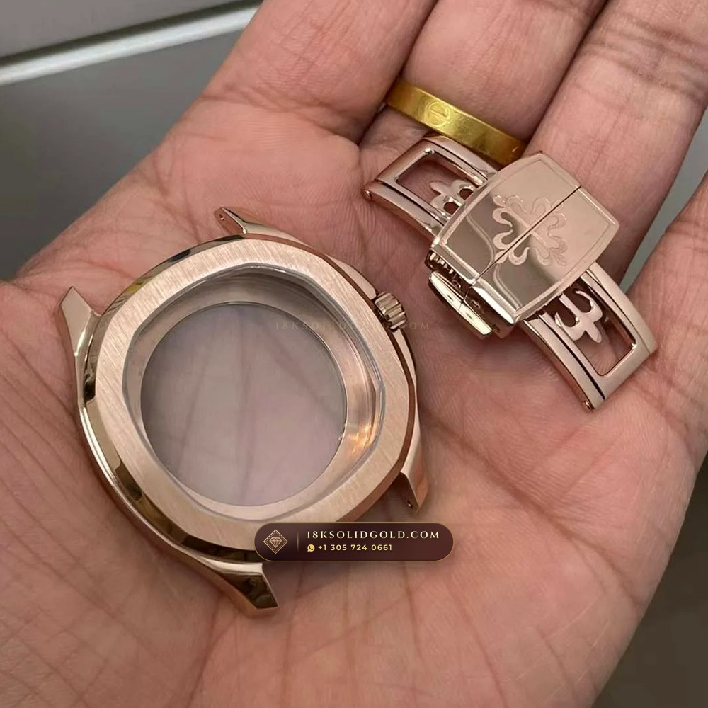Patek Philippe Aquanaut Extra-Large Self-Winding 18K Rose Gold Monte-Carlo Showroom Spec Reference 5167R — Hallmarked Edition — Studio Gallery Plate X in 18K Rose Gold Au750 (108.1g Verified Mass, Patek Philippe Cal. 324 S C - 21K Gold Rotor)