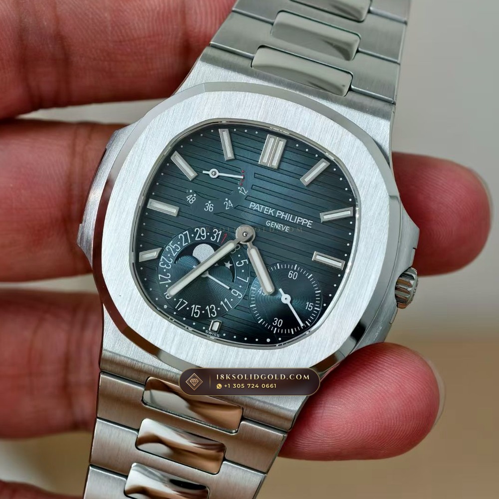 Patek Philippe Nautilus Moonphase & Power Reserve Chronometer Regulated Spec Reference 5712A — Salon Edition angle 3