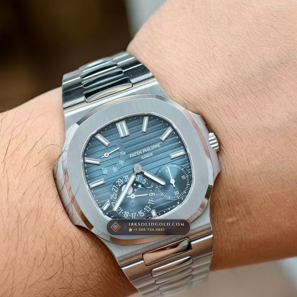 Patek Philippe Nautilus Moonphase & Power Reserve Chronometer Regulated Spec Reference 5712A — Salon Edition — Studio Gallery Plate IX in 904L Stainless Steel Custom Architecture (116.8g Verified Mass, Patek Philippe Cal. 240 PS IRM C LU - 22K Gold Micro-Rotor)